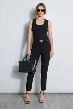 Elie Tahari Bottoms|Suiting-Slim Fit Crepe Pant BLACK