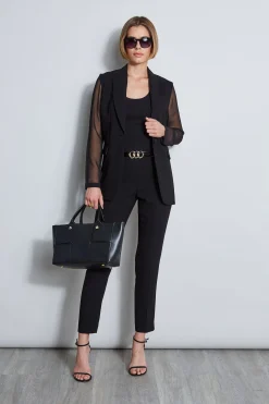 Elie Tahari Bottoms|Suiting-Slim Fit Crepe Pant BLACK