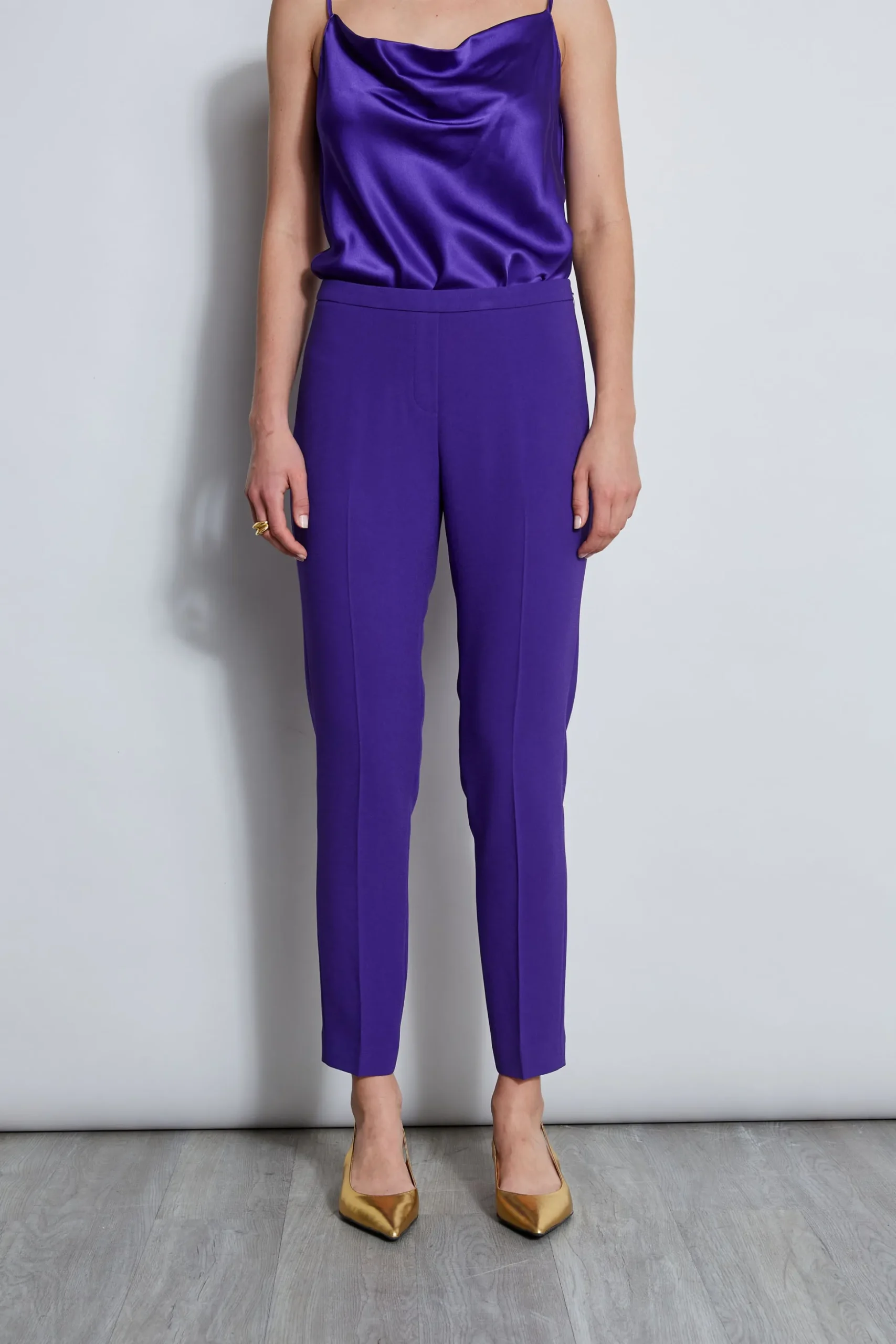 Elie Tahari Bottoms|Suiting-Slim Fit Crepe Pant GRAPE