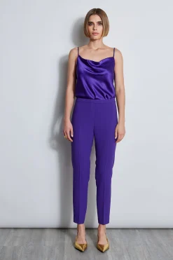 Elie Tahari Bottoms|Suiting-Slim Fit Crepe Pant GRAPE