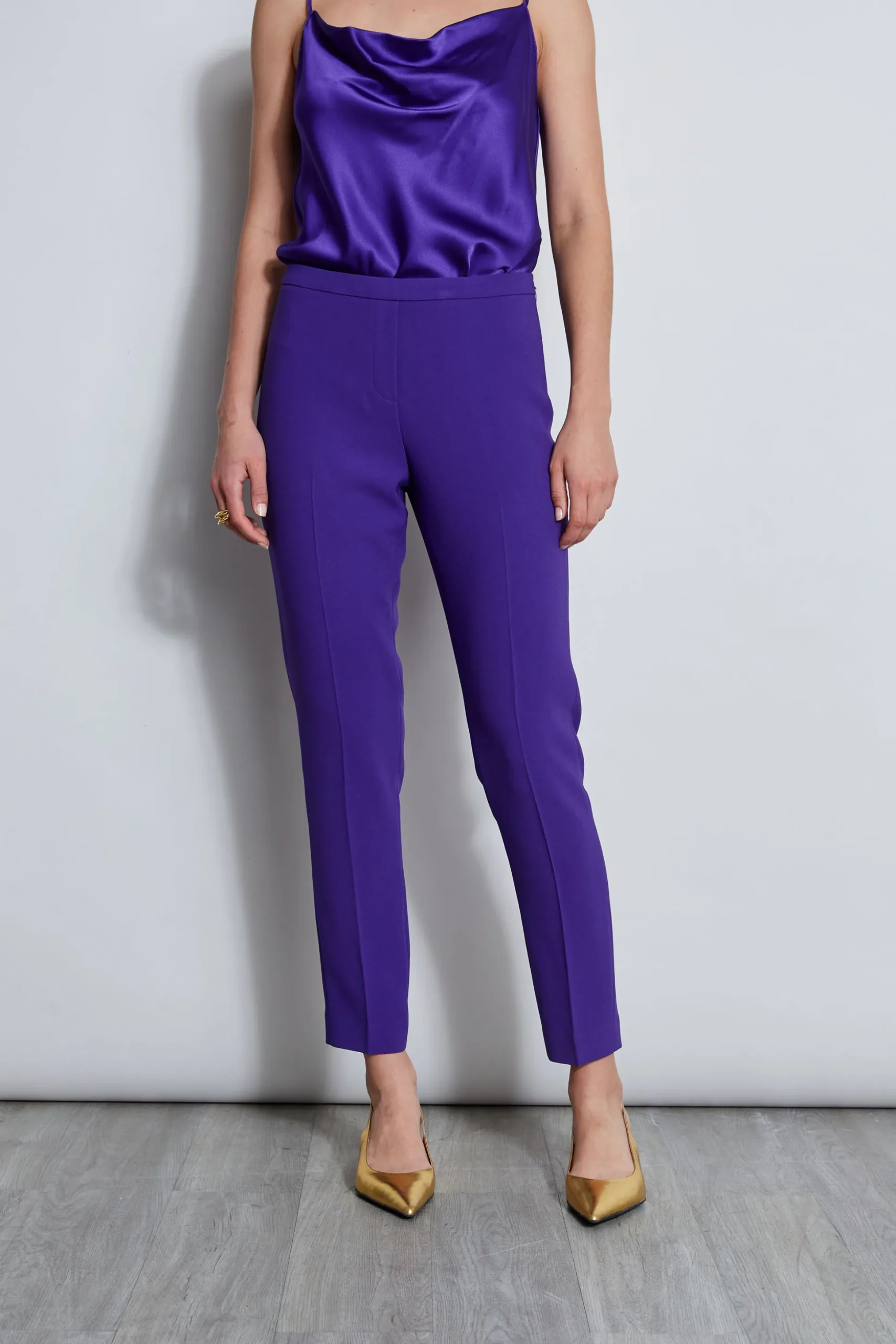 Elie Tahari Bottoms|Suiting-Slim Fit Crepe Pant GRAPE