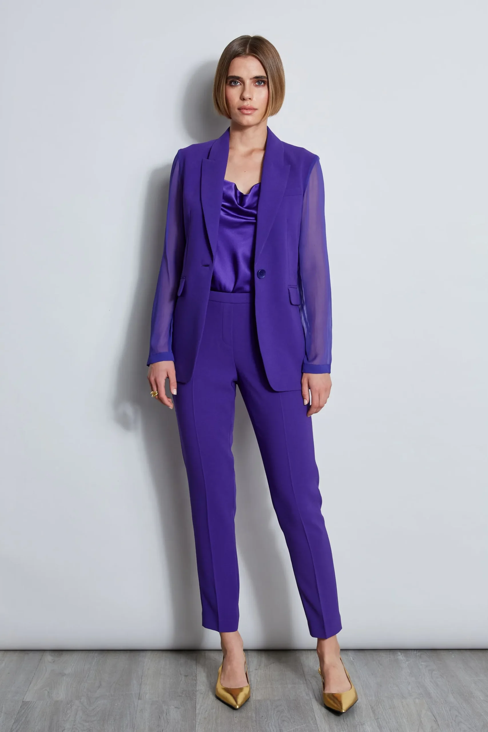 Elie Tahari Bottoms|Suiting-Slim Fit Crepe Pant GRAPE