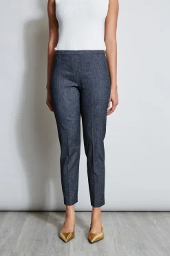Elie Tahari Bottoms-Slim Linen Pant DENIM