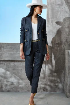 Elie Tahari Bottoms-Slim Linen Pant DENIM