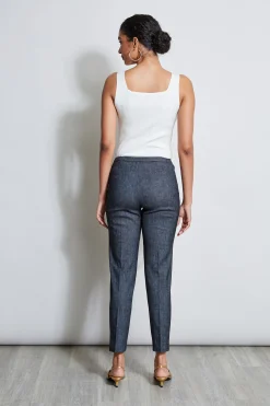 Elie Tahari Bottoms-Slim Linen Pant DENIM