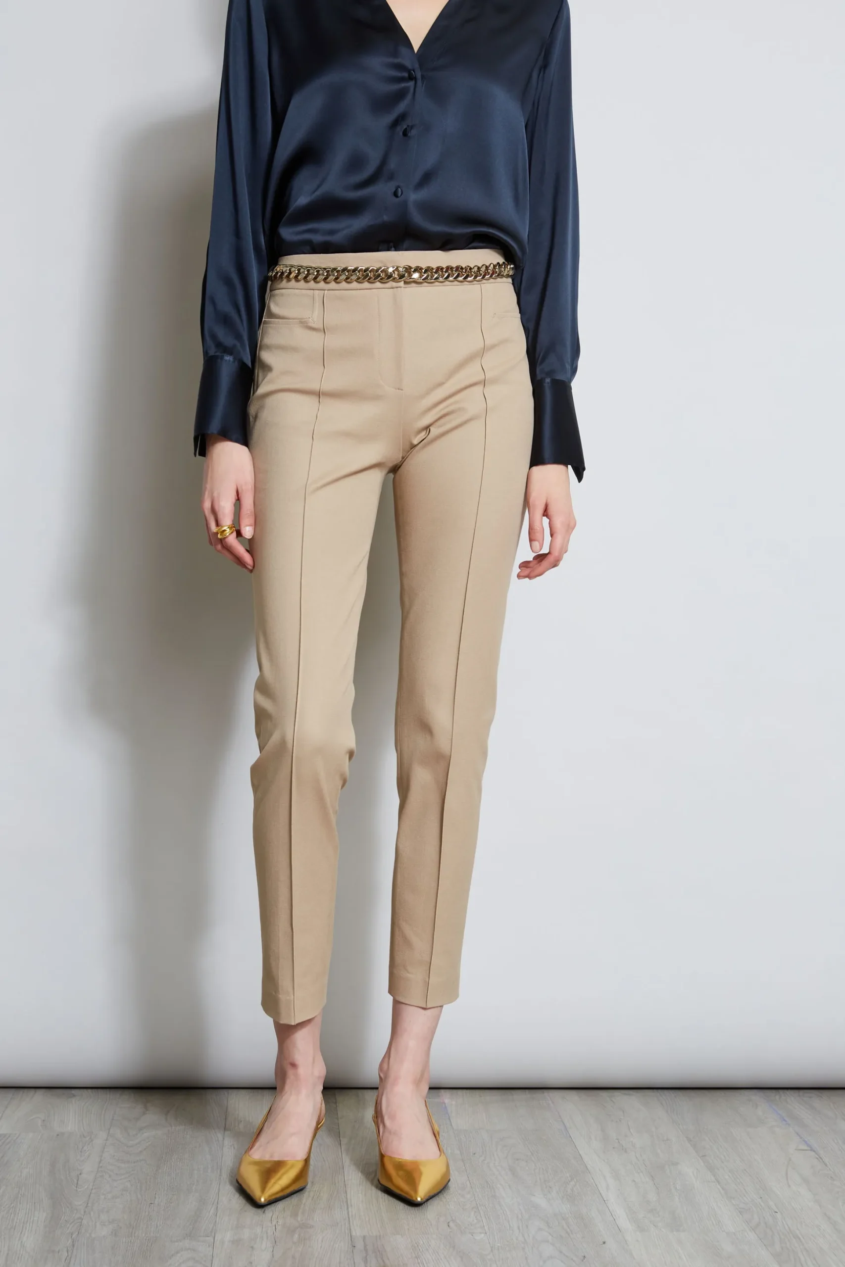 Elie Tahari Bottoms-Slim Pintuck Pant RATTAN