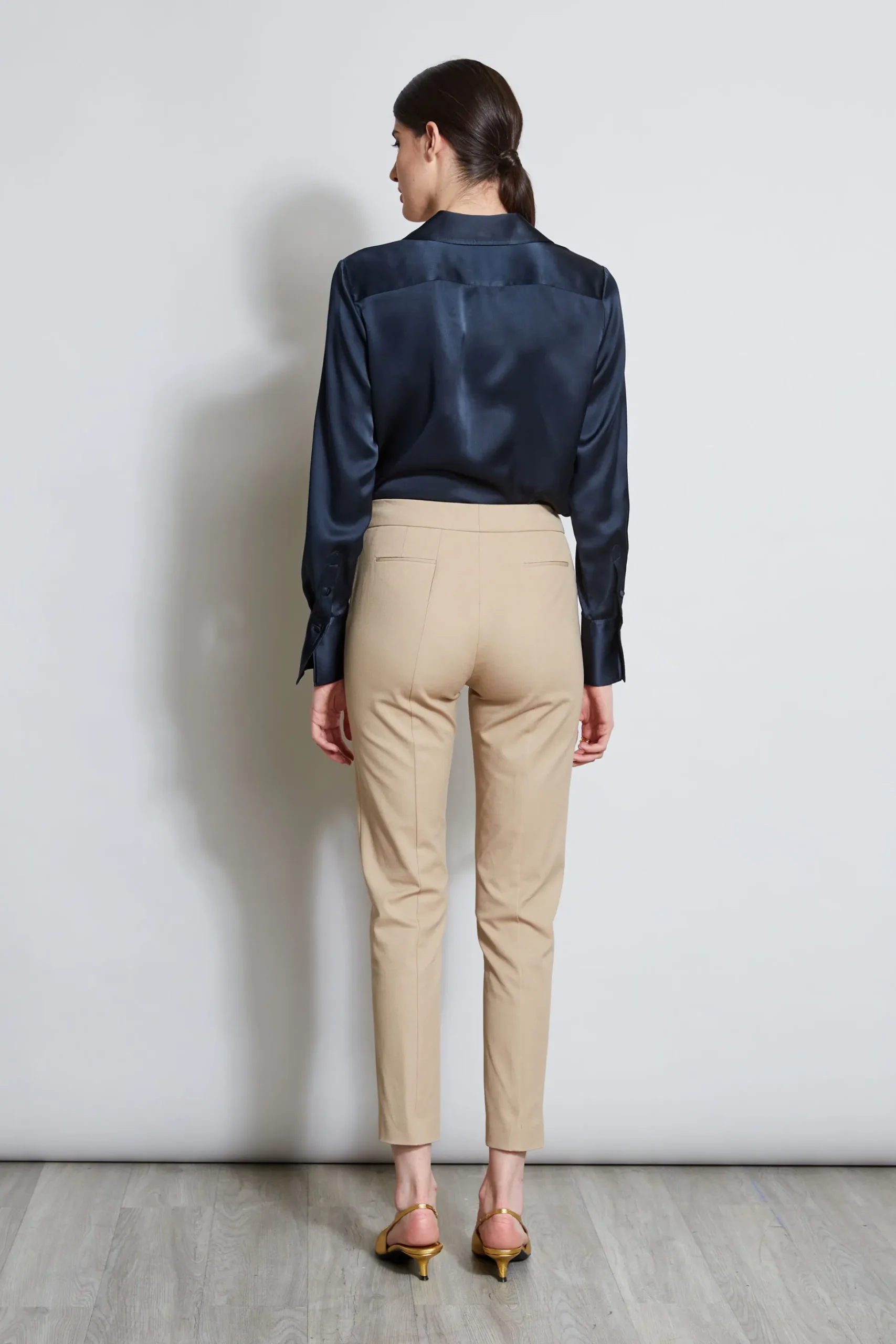 Elie Tahari Bottoms-Slim Pintuck Pant RATTAN