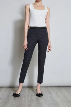 Elie Tahari Bottoms-Slim Pintuck Pant BLACK