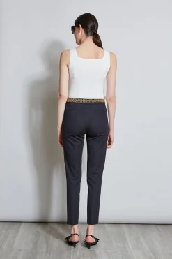 Elie Tahari Bottoms-Slim Pintuck Pant BLACK