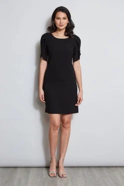 Elie Tahari Dresses & Jumpsuits|Short Sleeve Dresses-Slit Sleeve Dress BLACK