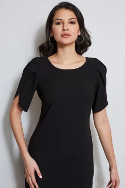 Elie Tahari Dresses & Jumpsuits|Short Sleeve Dresses-Slit Sleeve Dress BLACK