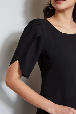 Elie Tahari Dresses & Jumpsuits|Short Sleeve Dresses-Slit Sleeve Dress BLACK