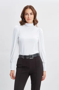 Elie Tahari Tops & Sweaters-Smocked Turtleneck Knit WHITE