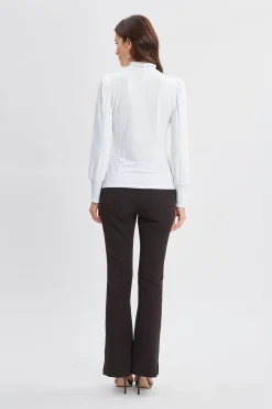 Elie Tahari Tops & Sweaters-Smocked Turtleneck Knit WHITE