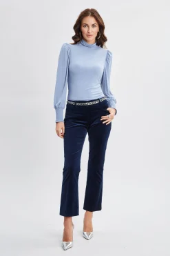 Elie Tahari Tops & Sweaters-Smocked Turtleneck Knit BLUEFROST