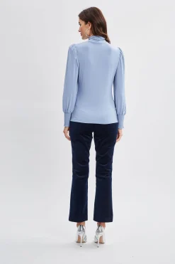 Elie Tahari Tops & Sweaters-Smocked Turtleneck Knit BLUEFROST