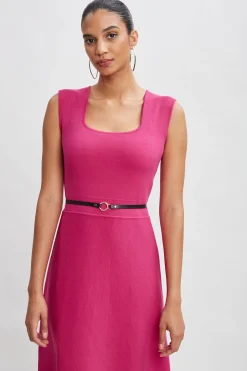 Elie Tahari Dresses & Jumpsuits|Sleeveless Dresses-Square Neck Belted Sweater Dress GYPSY