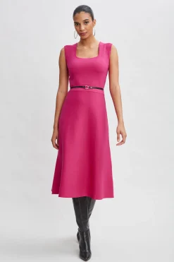 Elie Tahari Dresses & Jumpsuits|Sleeveless Dresses-Square Neck Belted Sweater Dress GYPSY