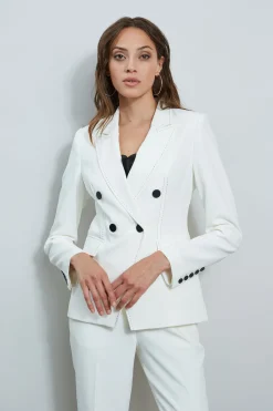 Elie Tahari Jackets & Blazers-Stitch Double Breasted Blazer SkyWhite
