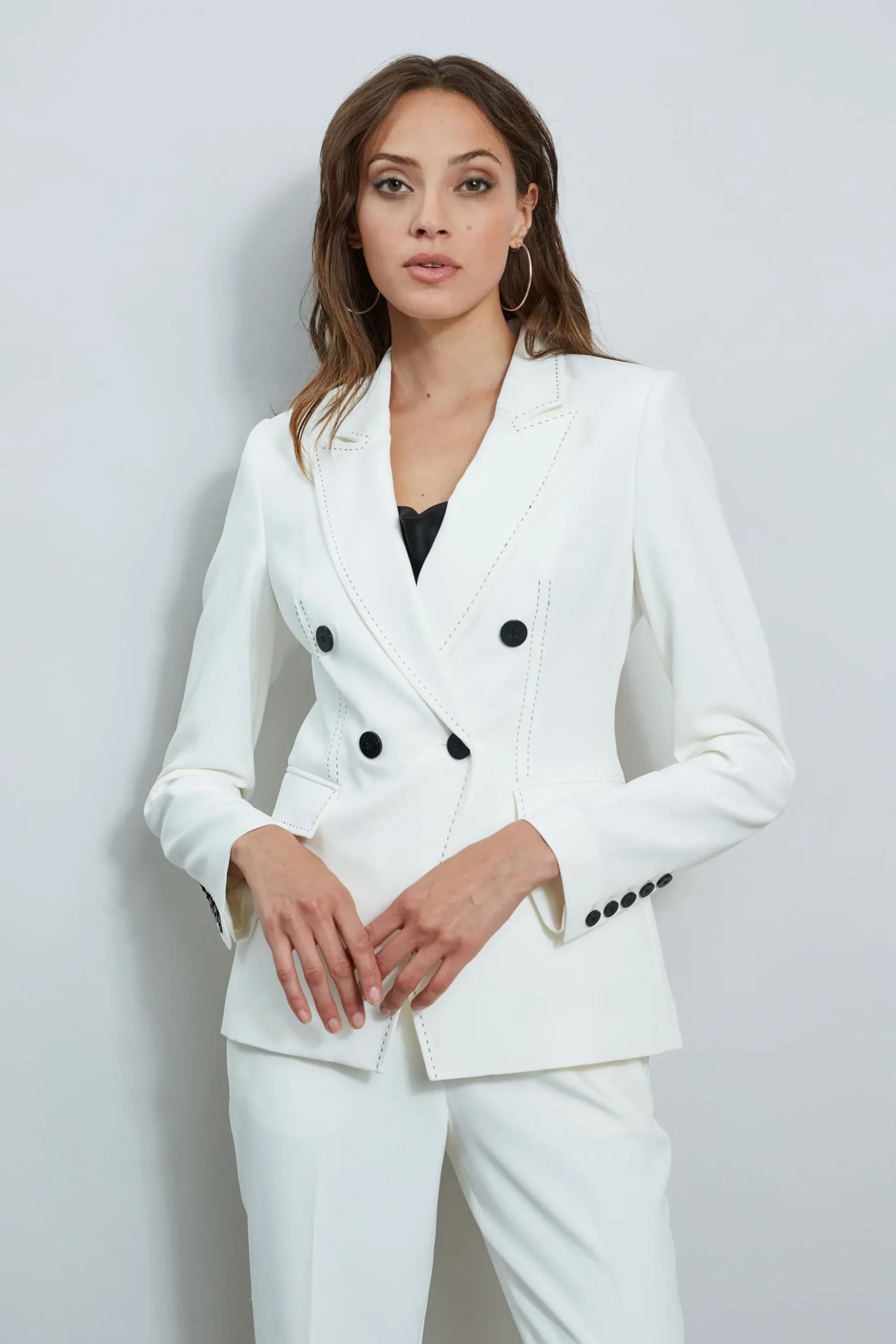 Elie Tahari Jackets & Blazers-Stitch Double Breasted Blazer SkyWhite