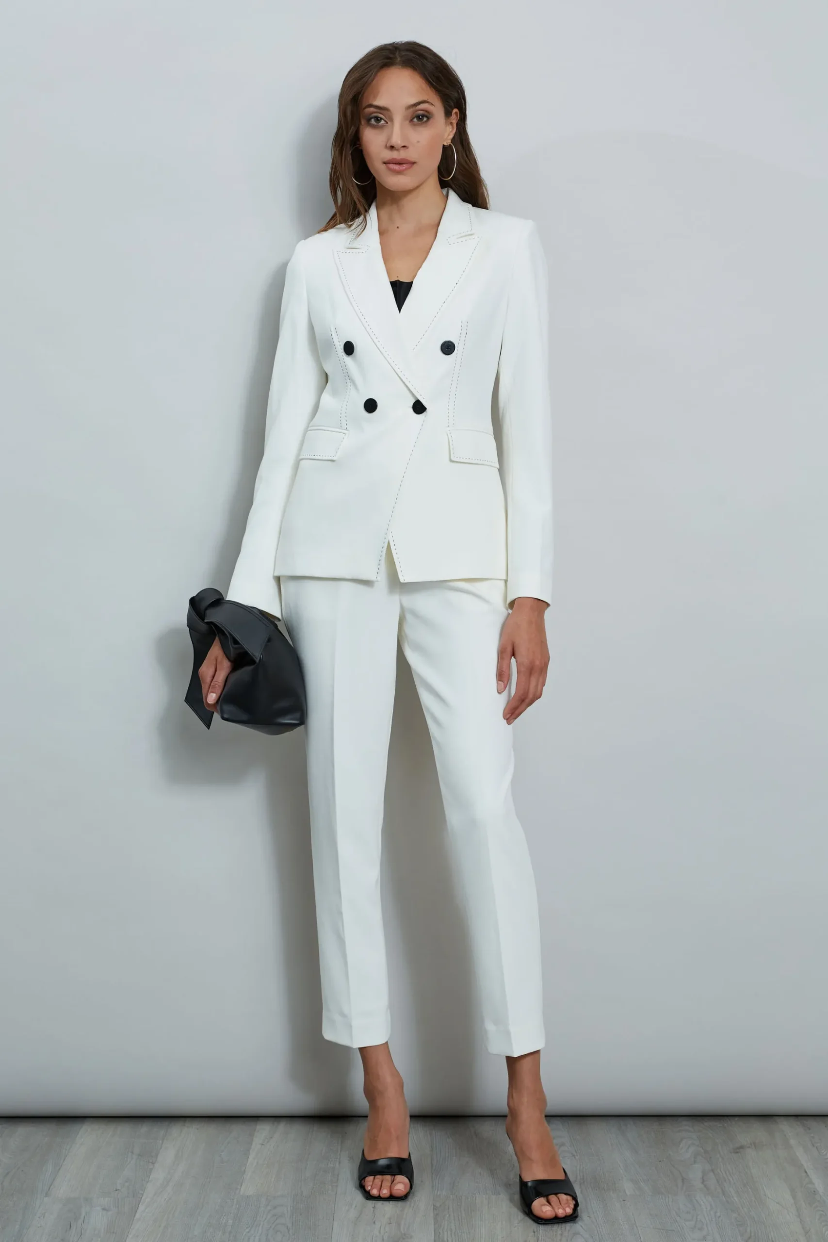 Elie Tahari Jackets & Blazers-Stitch Double Breasted Blazer SkyWhite