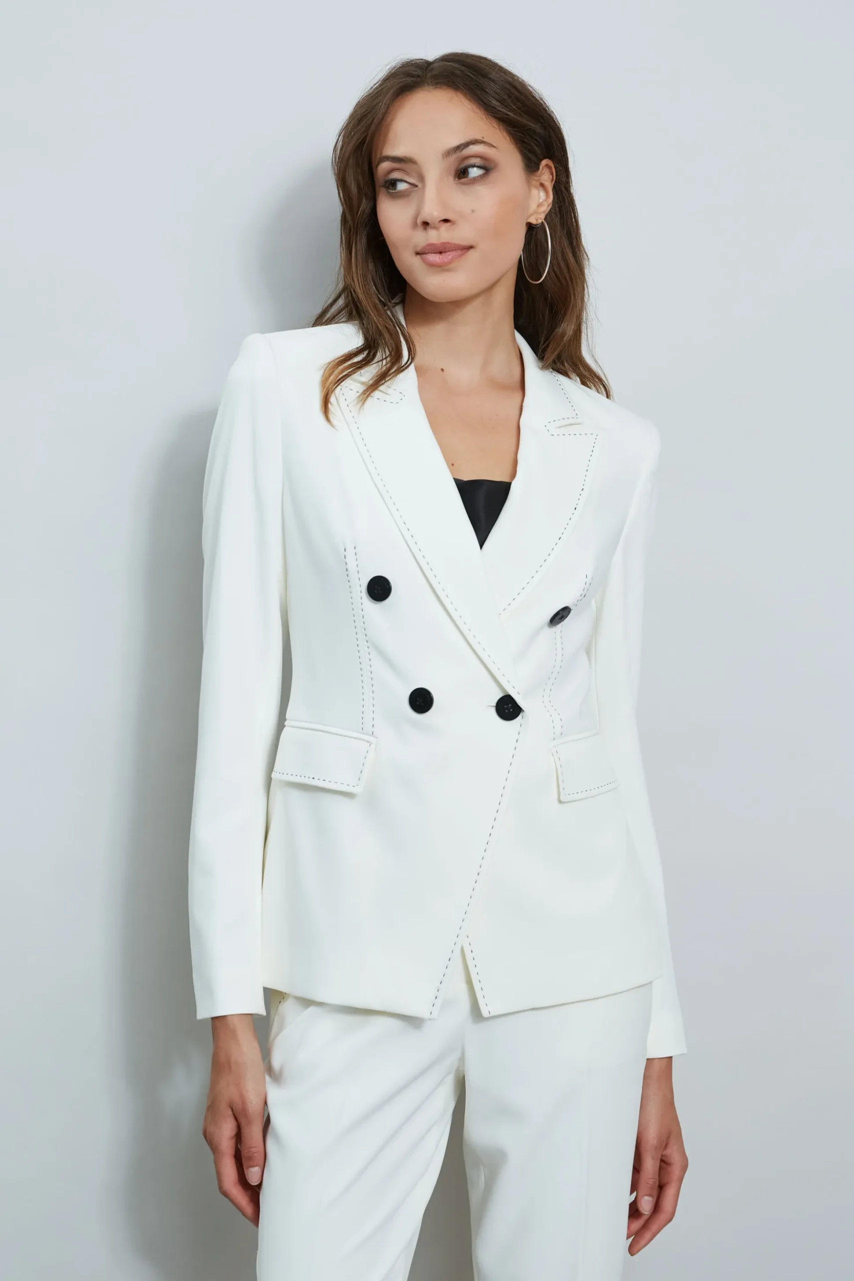 Elie Tahari Jackets & Blazers-Stitch Double Breasted Blazer SkyWhite