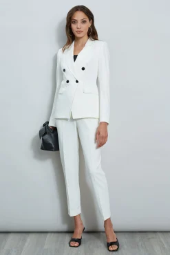 Elie Tahari Jackets & Blazers-Stitch Double Breasted Blazer SkyWhite