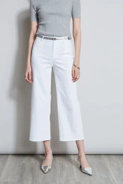 Elie Tahari Bottoms-Stretch Denim Wide Leg Pant WHITE
