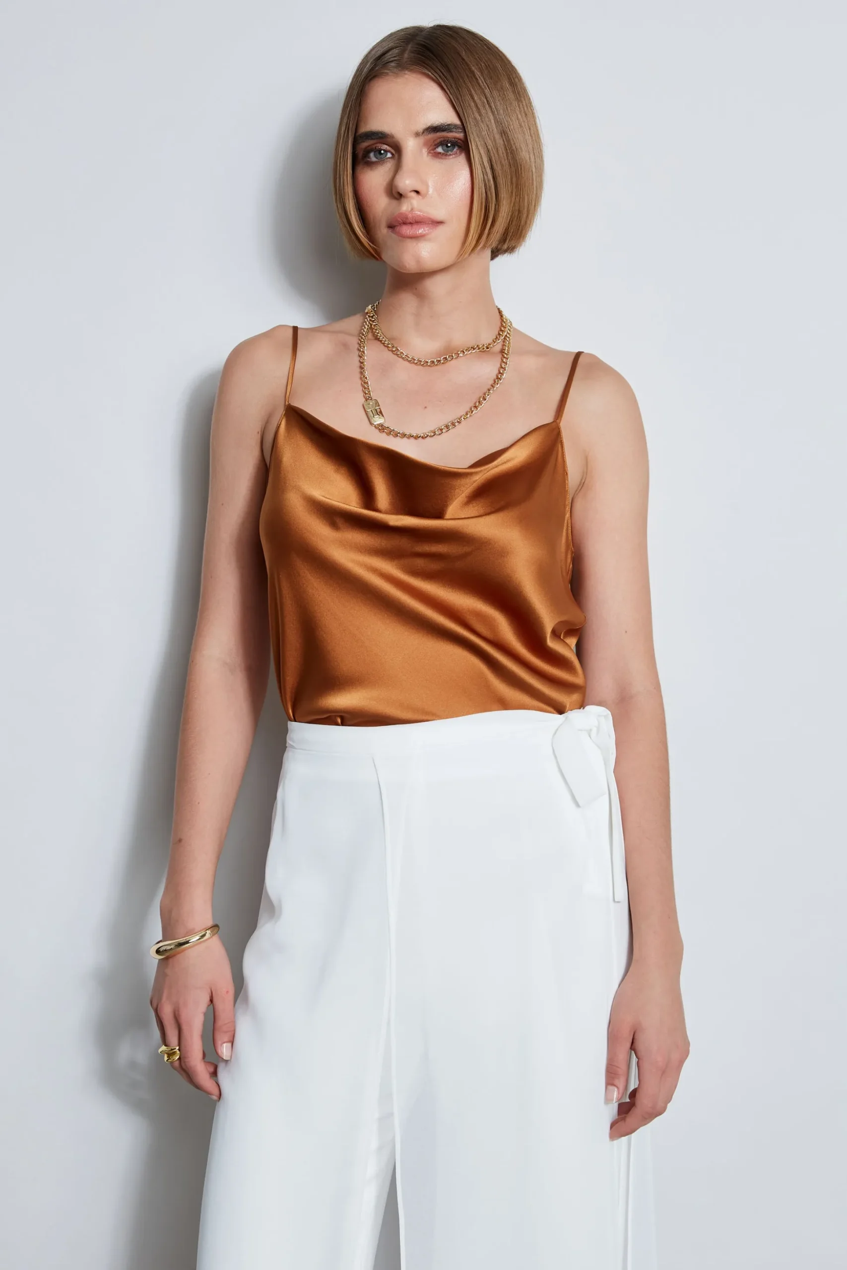 Elie Tahari Tops & Sweaters-Stretch Silk Satin Cami COPPER