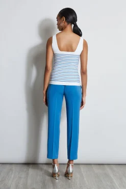 Elie Tahari Tops & Sweaters-Stripe Square Neck Sweater SKYWHITE/BLUEARCH