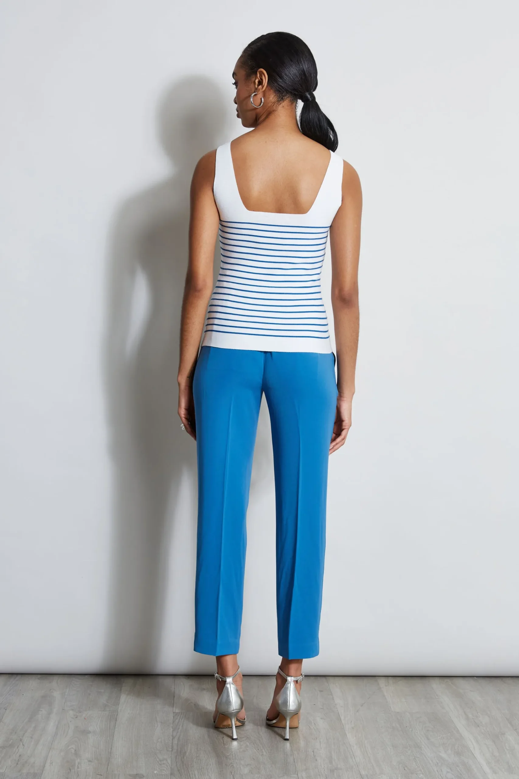 Elie Tahari Tops & Sweaters-Stripe Square Neck Sweater SKYWHITE/BLUEARCH
