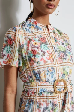 Elie Tahari Dresses & Jumpsuits|Short Sleeve Dresses-Summer Palace Belted Dress SUMMERPALACEPRINT