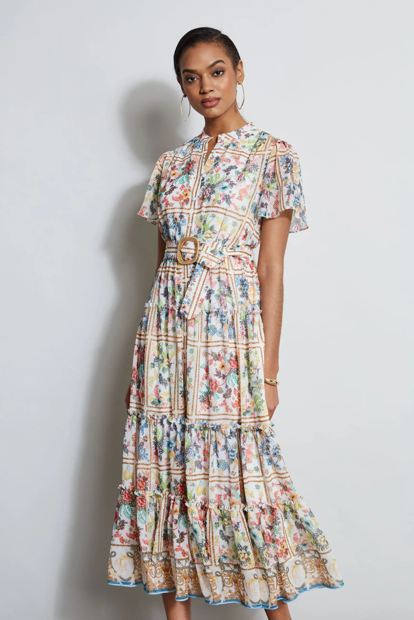 Elie Tahari Dresses & Jumpsuits|Short Sleeve Dresses-Summer Palace Belted Dress SUMMERPALACEPRINT
