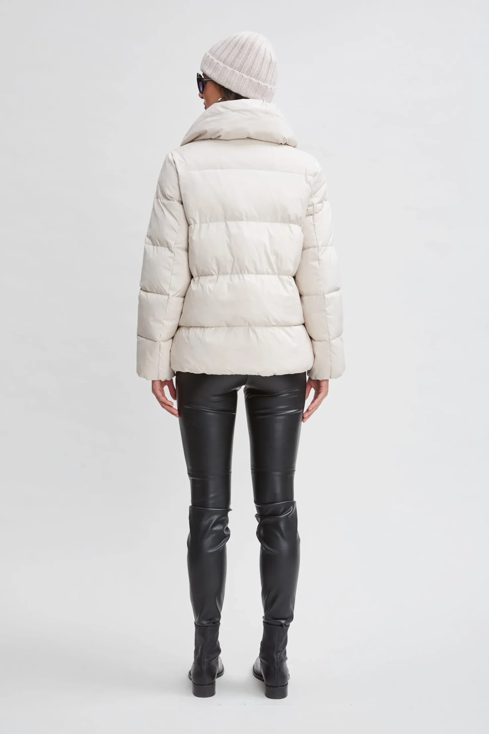 Elie Tahari Coats-Tahari Asymmetric Short Puffer Coat FROST