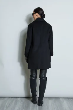 Elie Tahari Coats-Tahari Double Face Wool Blend Two Button Coat BLACK