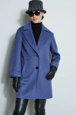 Elie Tahari Coats-Tahari Double Face Wool Blend Two Button Coat BLUEVELVET