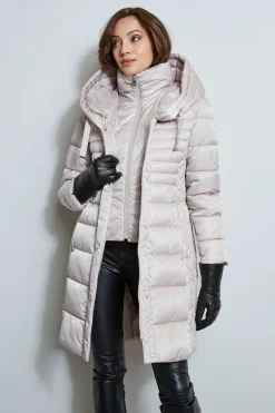 Elie Tahari Coats-Tahari Double Layer Long Puffer Coat PALEOAK
