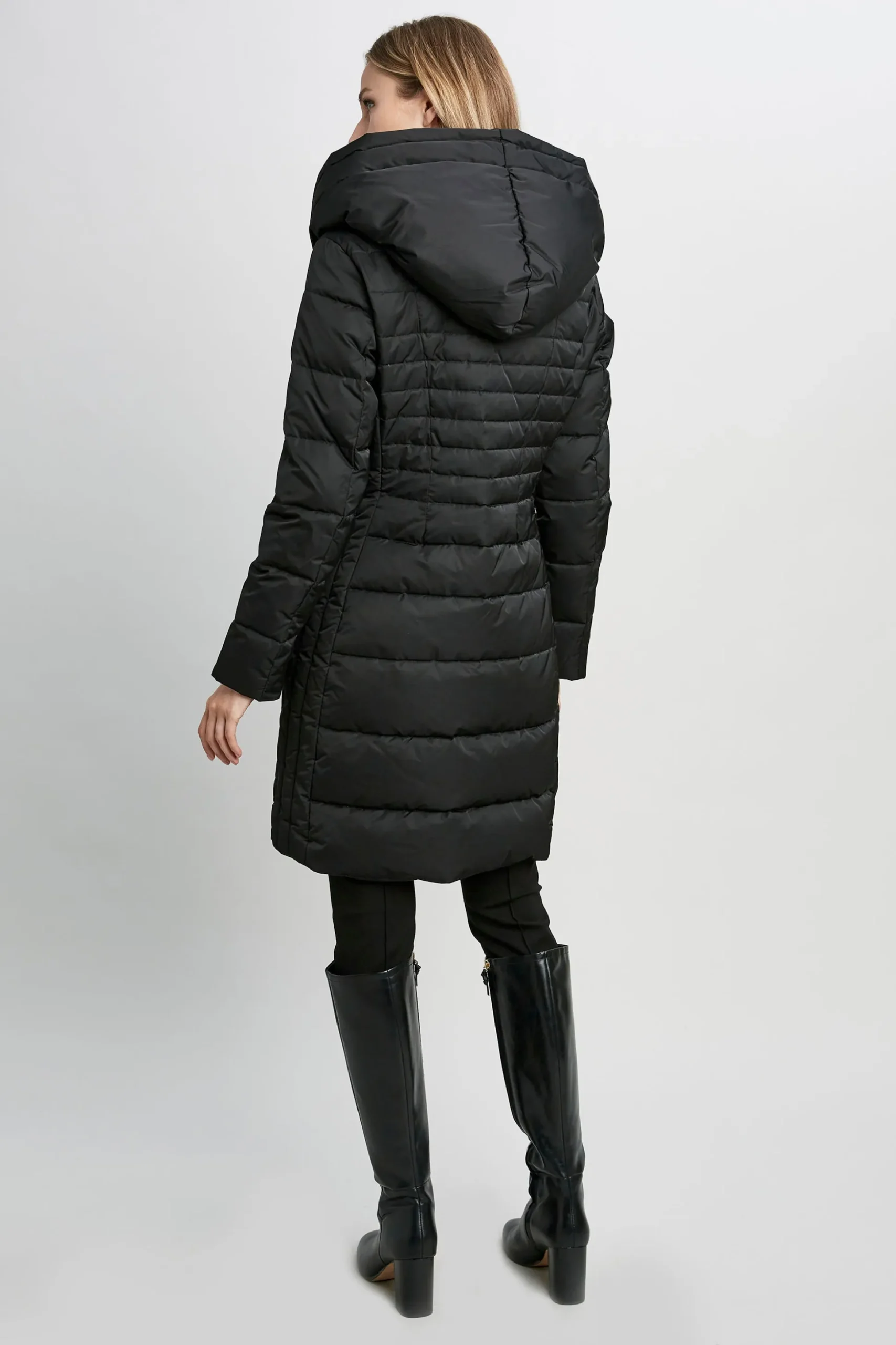 Elie Tahari Coats-Tahari Double Layer Long Puffer Coat BLACK