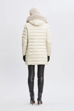 Elie Tahari Coats-Tahari Faux Fur Collar Puffer Coat FROST