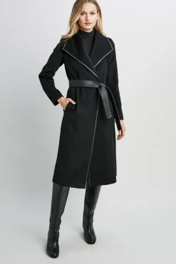 Elie Tahari Coats-Tahari Juliette Double Face Wool Coat Black