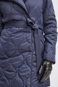 Elie Tahari Coats-Tahari Lightweight Quilted Wrap Puffer Coat Navy