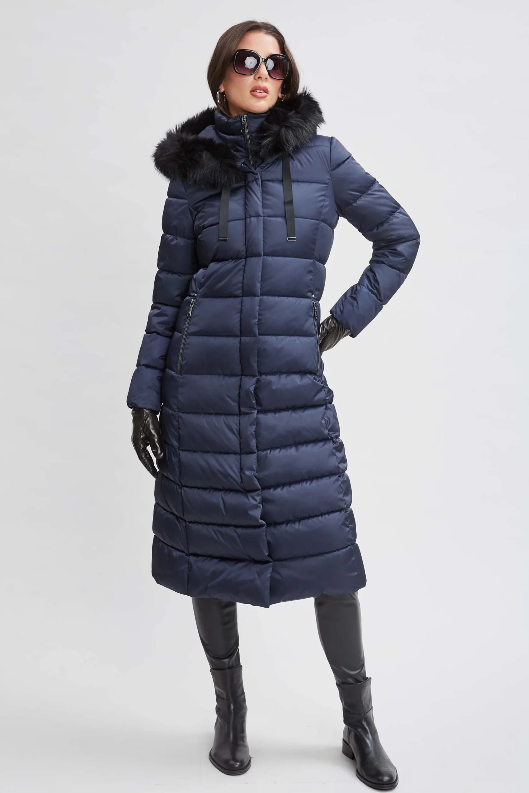 Elie Tahari Coats-Tahari Maxi Layer Puffer Coat Galaxy