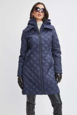 Elie Tahari Coats-Tahari Quilted Puffer Coat Navy
