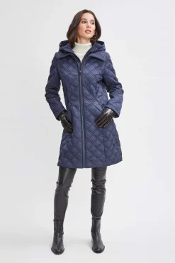 Elie Tahari Coats-Tahari Quilted Puffer Coat Navy