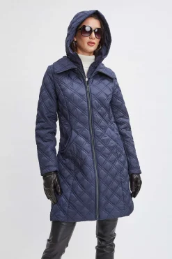 Elie Tahari Coats-Tahari Quilted Puffer Coat Navy