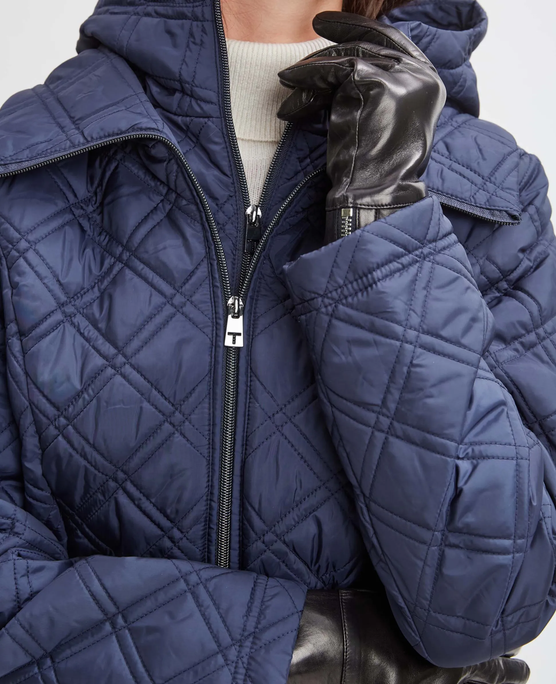 Elie Tahari Coats-Tahari Quilted Puffer Coat Navy