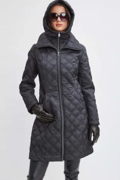 Elie Tahari Coats-Tahari Quilted Puffer Coat BLACK