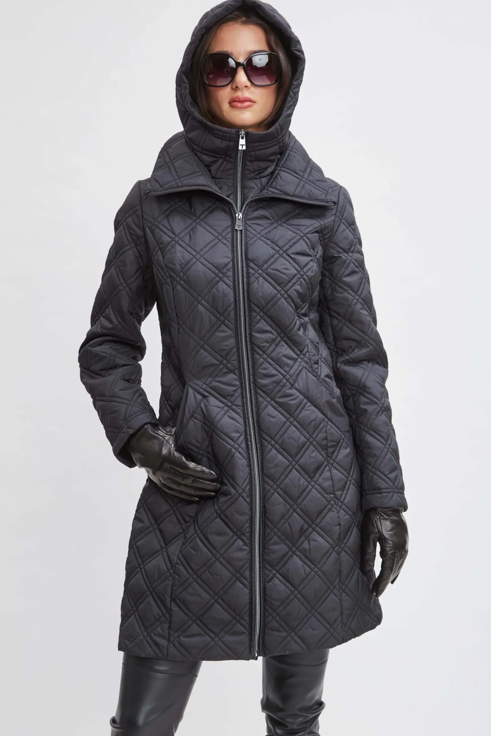 Elie Tahari Coats-Tahari Quilted Puffer Coat BLACK