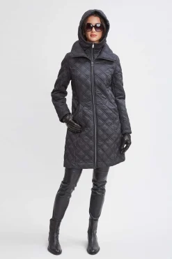Elie Tahari Coats-Tahari Quilted Puffer Coat BLACK