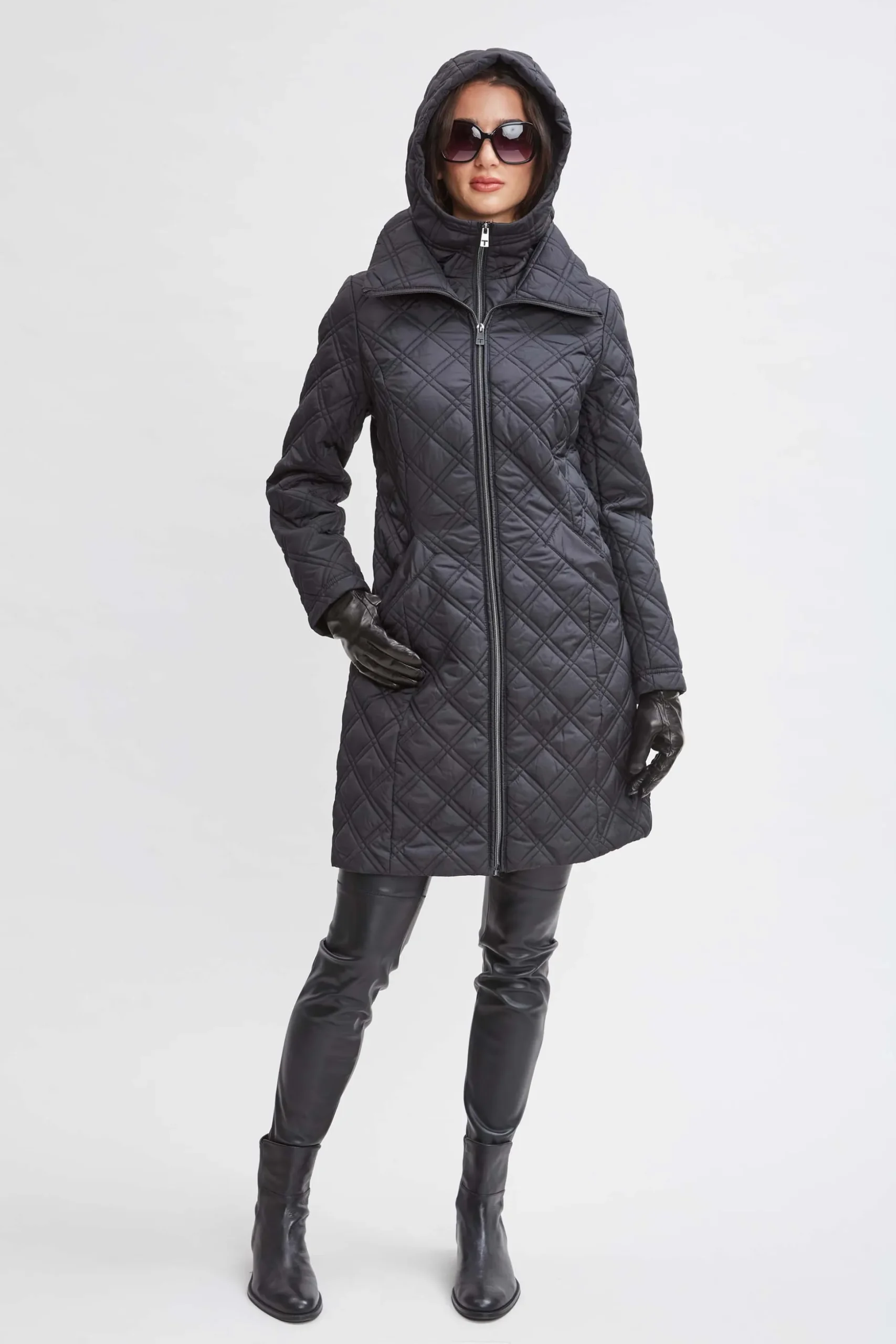 Elie Tahari Coats-Tahari Quilted Puffer Coat BLACK